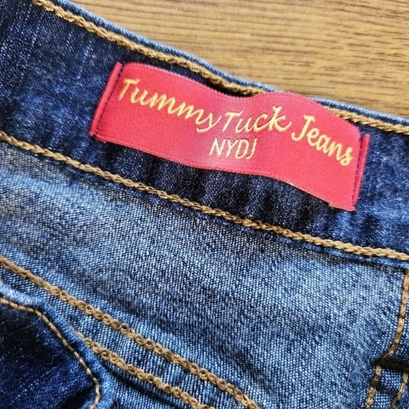 NYDJ tummy control mid rise dark wash crop jeans with side slit - Picture 3 of 11